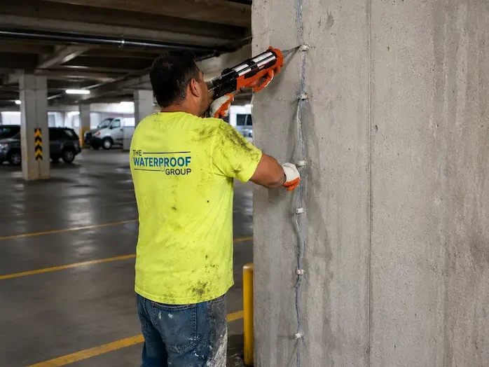 crack repair garage wall repairing concrete wall crack inside a parking garage Atlanta GA