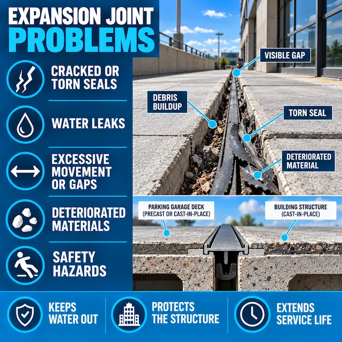 Expansion joint failure infographic